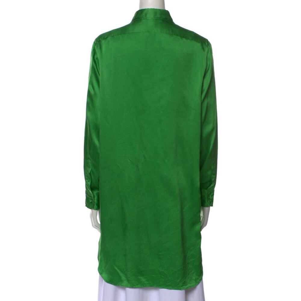 Ralph Lauren Collection Silk Shirt Dress Button Up Resort Runway M 8 Green - Picture 7 of 9